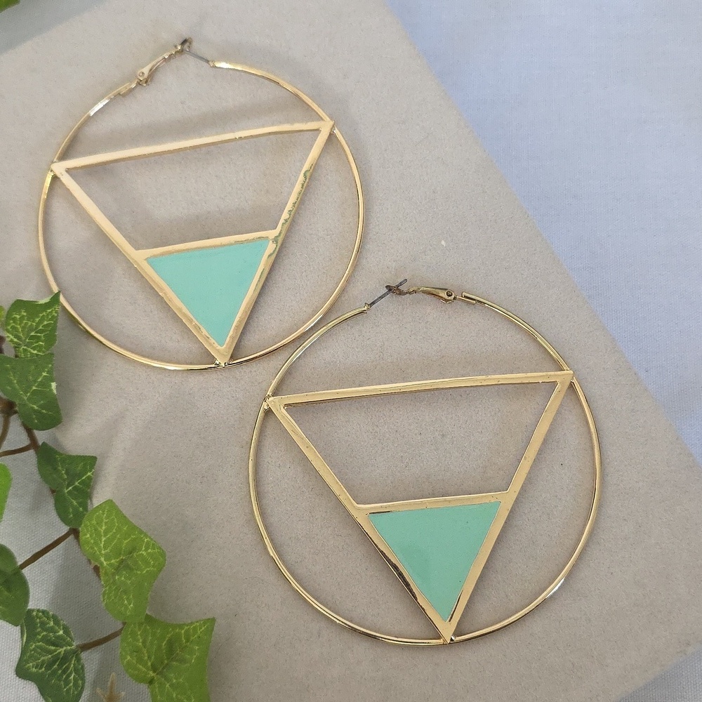 Large Statement Geometric Gold Hoop Earrings